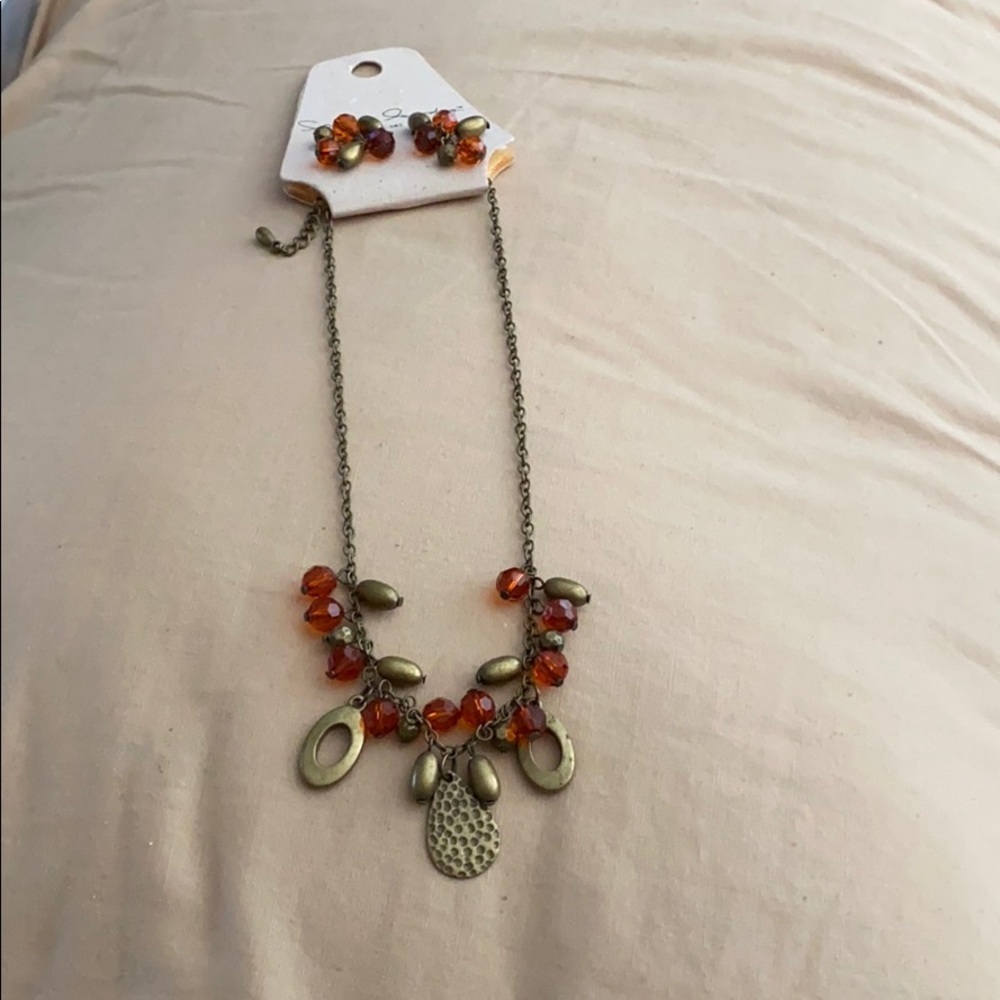 NWT necklace and earnings set from French laundry